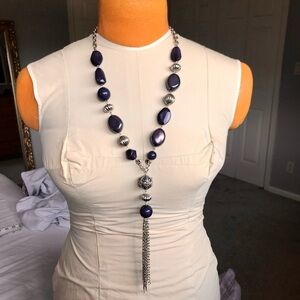 Women’s silver & blue necklace